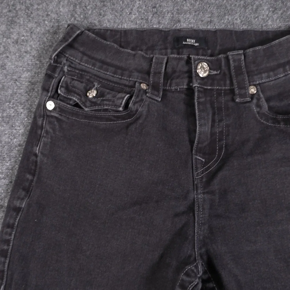 True Religion Ricky Jeans Mens 30x28 Black Flap Pockets Relaxed Straight